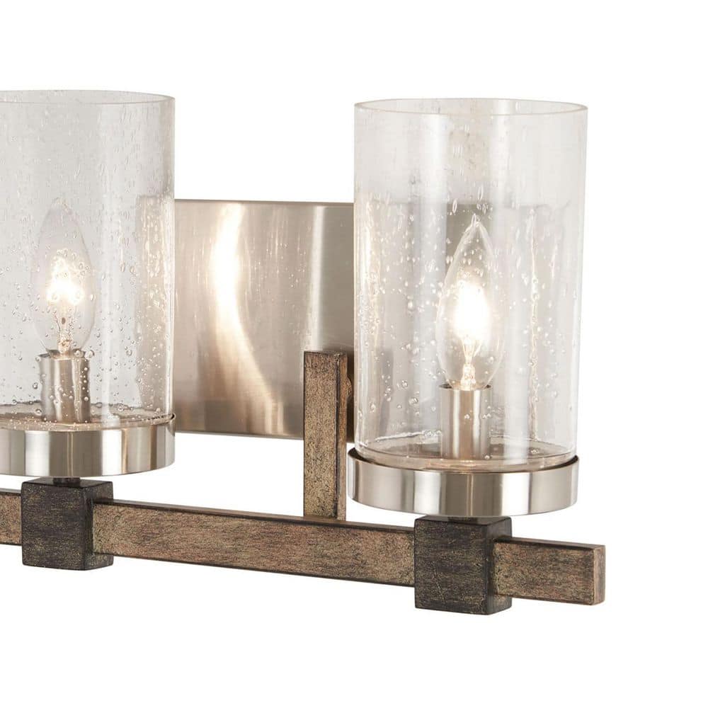 Brushed Nickel and Stone Grey 2-Light Wall Sconce