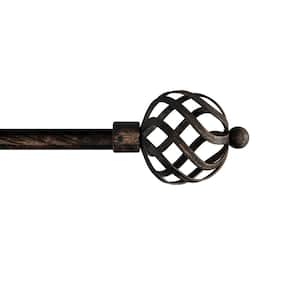 48 in. - 84 in. Telescoping 3/4 in. Metal Single Curtain Rod in Brass with Modern Twisted Sphere Finial