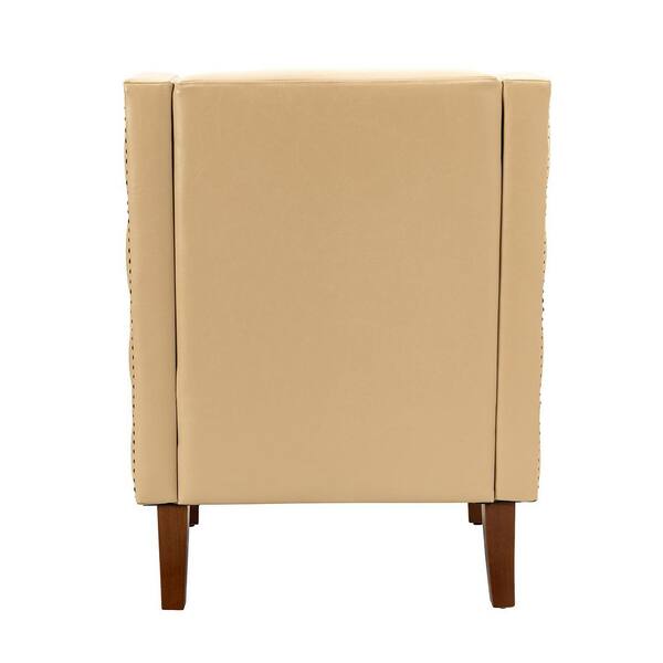 JAYDEN CREATION Enrico Beige Vegan Leather Armchair with Solid Wood Legs  CHM0658-BGE-S2 - The Home Depot