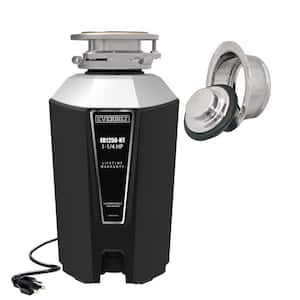 Designer Series 1.25 HP Continuous Feed Garbage Disposal with Polished Chrome Sink Flange and Attached Power Cord