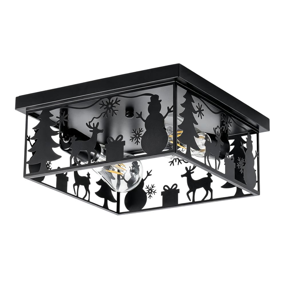 11 in 2‑Light Black Farmhouse Christmas Flush Mount Ceiling Light Fixture for Hallway Bedroom Porch Stairway Balcony price history on PriceWatchPro