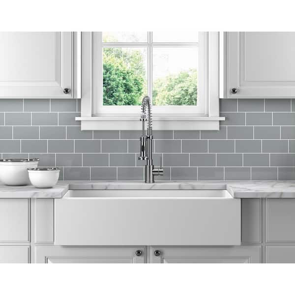 Rittenhouse Square Desert Gray 3 in. x 6 in. Glossy Ceramic Bullnose Tile Trim (12.5 sq. ft./Case)