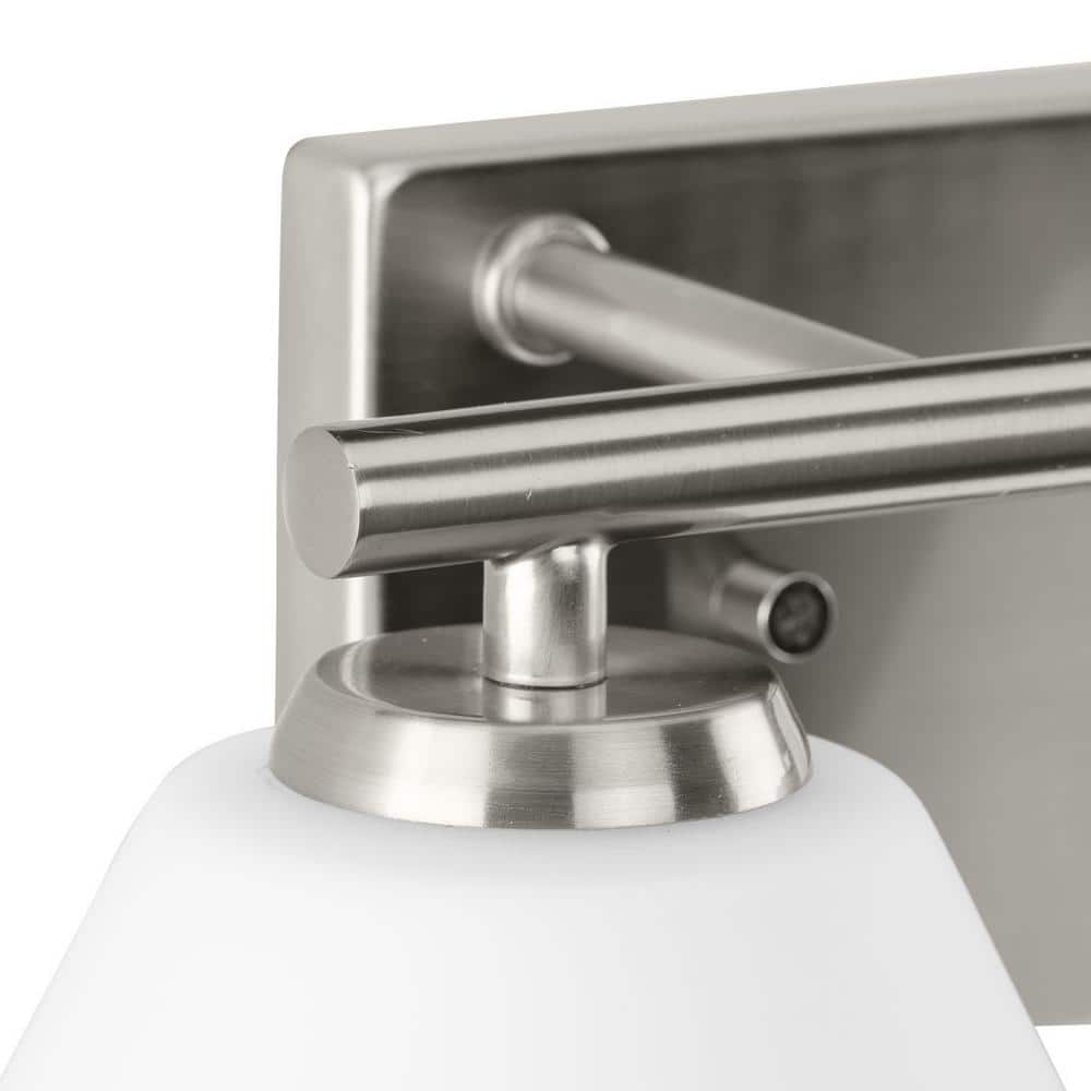 Copeland 2-Light Brushed Nickel Vanity Light with Opal Glass Shades
