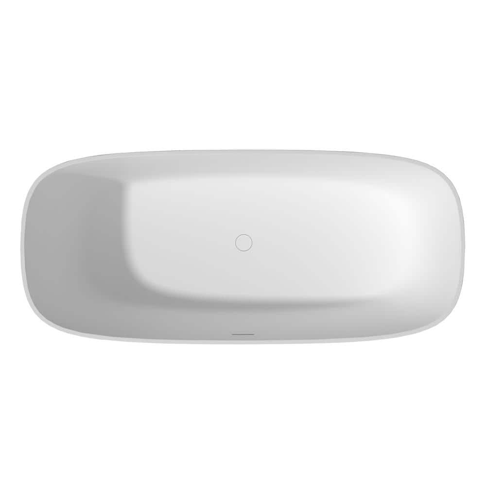 67" White Solid Surface Freestanding Soaking Bathtub
