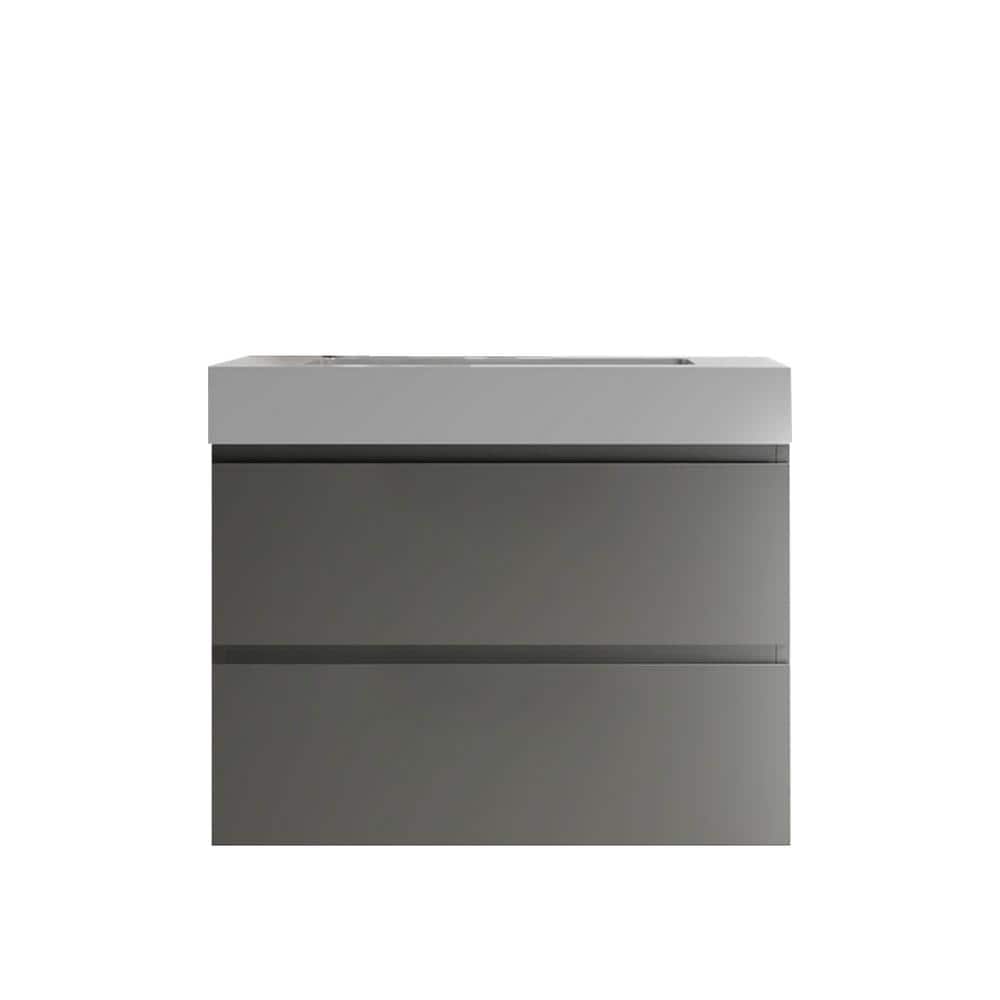 Alice 30" Gray MDF Floating Vanity with Solid Surface Sink