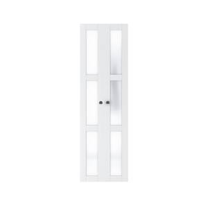 24 in. x 80.5 in. 3-Lite Tempered Frosted Glass Solid Core White Prefinished Composite Pivot Bifold Door with Hardware