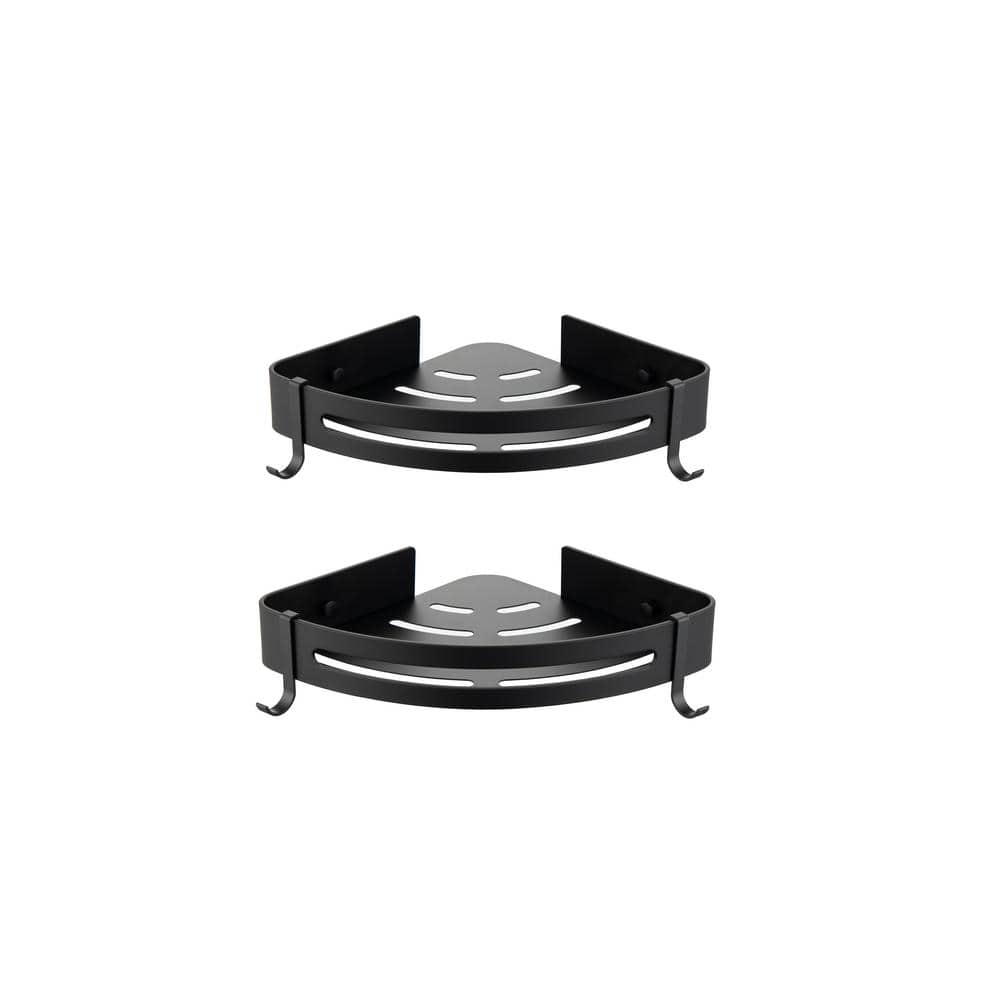 12.1 in. W x 8 in. D x 3 in. H Black Wall Mount Bathroom Shelf