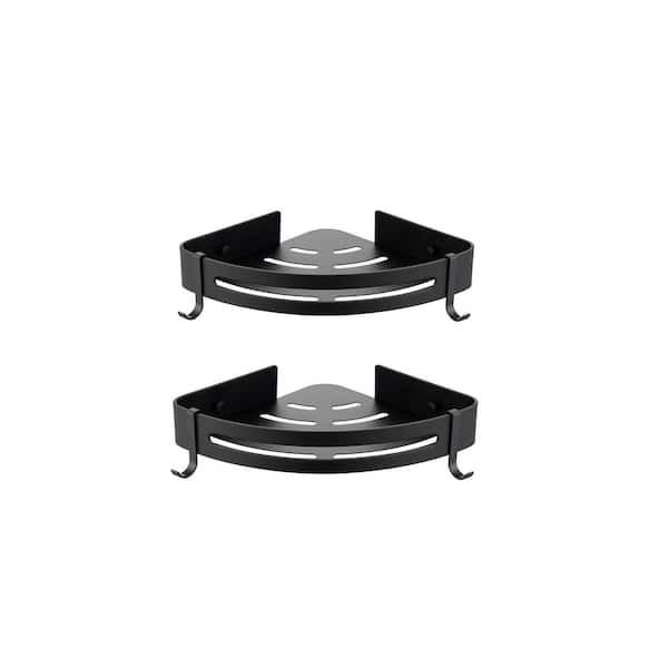 Unbranded 12.1 in. W x 8 in. D x 3 in. H Black Wall Mount Bathroom Shelf