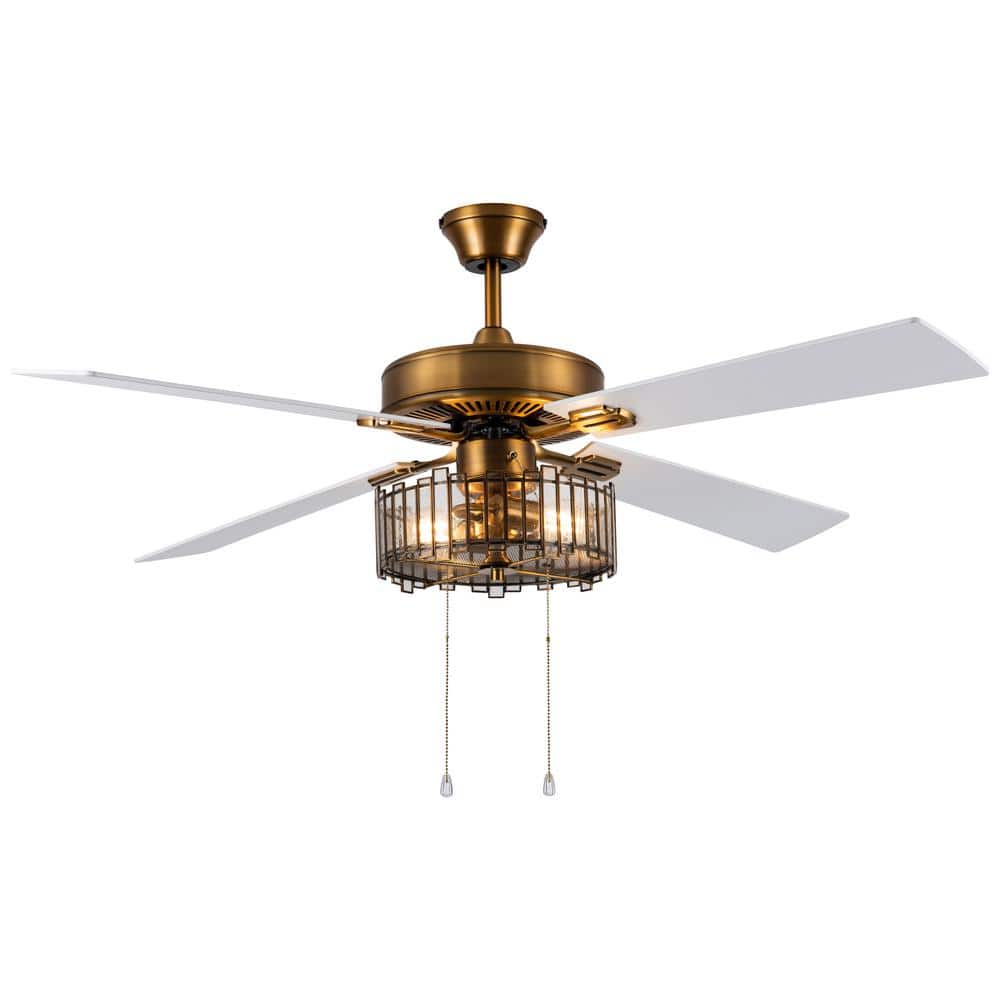 River of Goods Sisi 52 in. LED Indoor Brass Ceiling Fan with Light