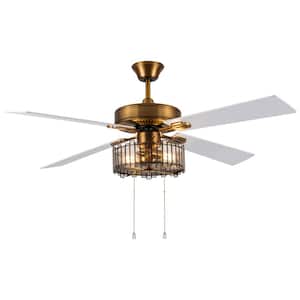 Sisi 52 in. LED Indoor Brass Ceiling Fan with Light