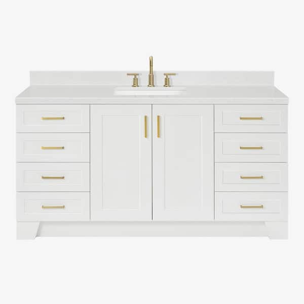 Taylor 66 in. W x 22 in. D x 36 in. H Single Sink Freestanding Bath Vanity in White with Carrara Quartz Top