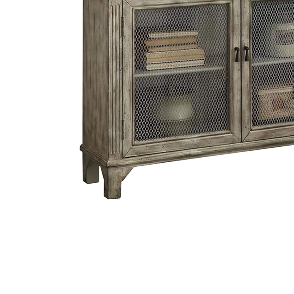 42" Gray Wood and Metal Console Table with Storage