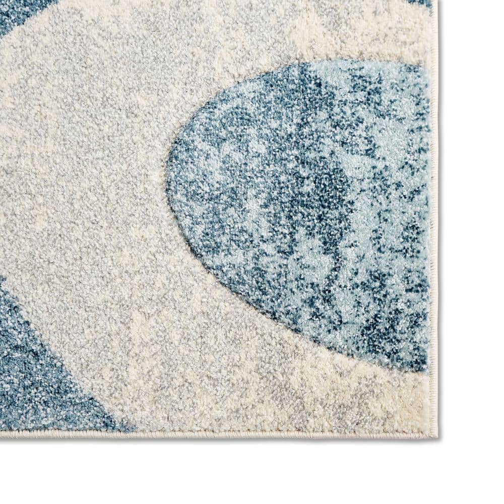 Tribeca Blue and Gray Abstract 9' x 12' Synthetic Area Rug