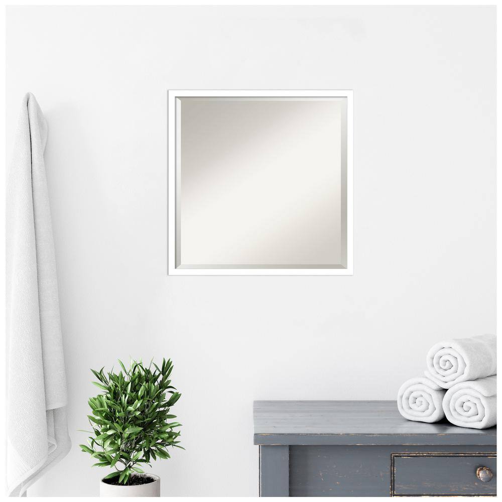 Svelte White 21x21 Inch Modern Wood Bathroom Vanity Mirror