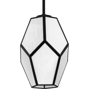 Latham 100-Watt 1-Light Matte Black Contemporary Pendant with Geometrical Frame