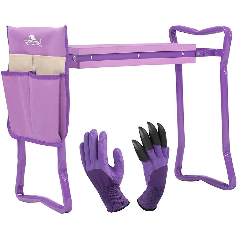 Garden Kneeler and Seat Folding Kneeling Bench Stool with Tool Pouches Soft EVA Foam for Gardening, Purple price history on PriceWatchPro