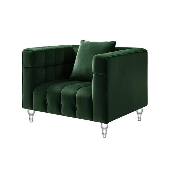Inspired Home Jeremy Hunter Green Velvet Biscuit Tufted Club Chair