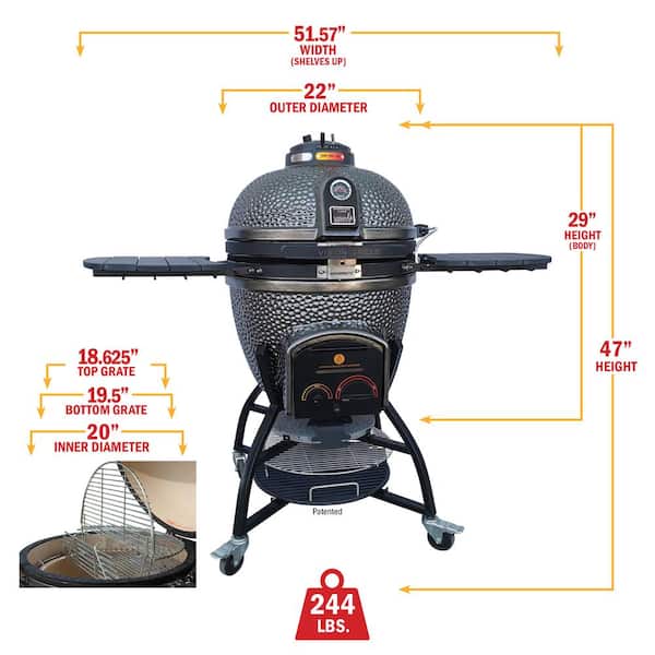 Vision Grills 22 in. Kamado S-Series Ceramic Charcoal Grill in