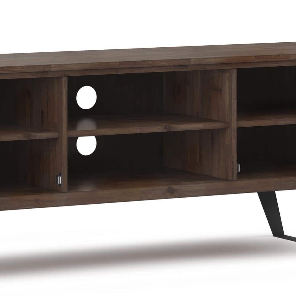 Lowry 63" Rustic Brown Acacia TV Stand with Metal Legs