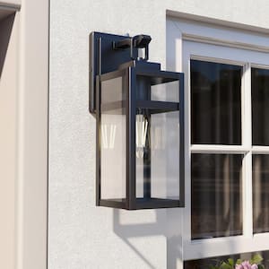 13.68 in. Black Hardwired Dusk to Dawn Outdoor Wall Sconce fixture(No Buld Included)