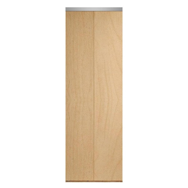 Impact Plus 36 in. x 84 in. Smooth Flush Stain Grade Maple Solid Core MDF Interior Closet Bi-Fold Door with Chrome Trim