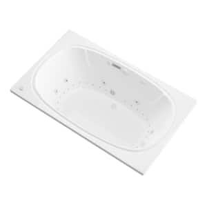 Peridot Diamond Series 6.5 ft. Acrylic Rectangular Drop-in Center Drain Whirlpool and Air Bath Tub in White