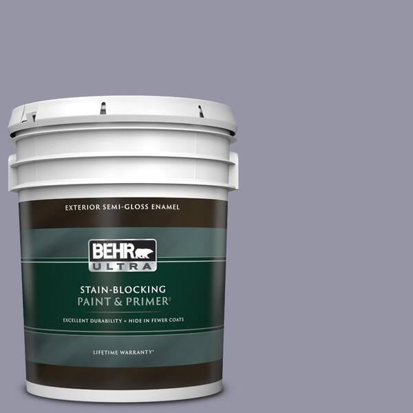 BEHR ULTRA 5 gal. #640F-5 Ash Violet Semi-Gloss Enamel Exterior Paint & Primer
