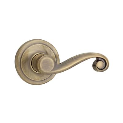 Lido Antique Brass Passage Hall/Closet Door Handle Featuring Microban Antimicrobial Technology