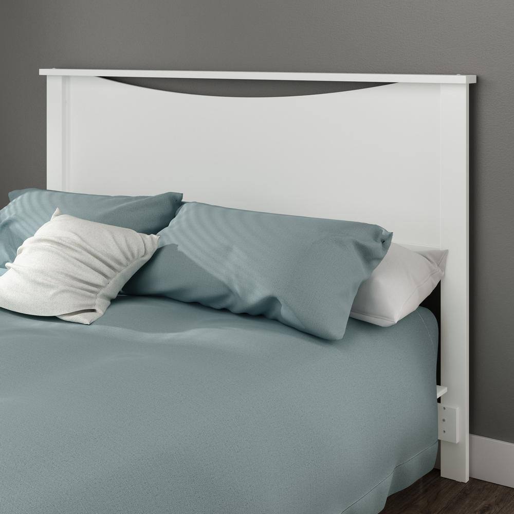 Pure White Full/Queen Wood Headboard with Geometric Lines