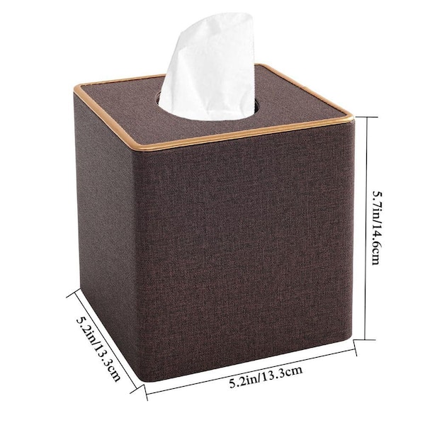Square PU Leather Tissue Box Cover with Magnetic Bottom Decorative