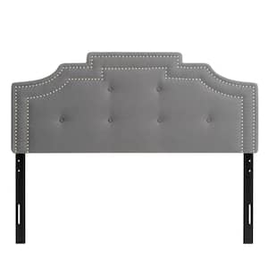 Aspen Light Grey Double Crown Silhouette Headboard with Button Tufting