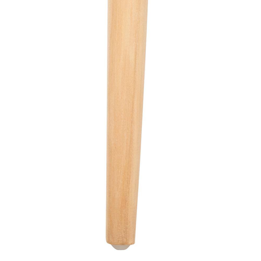 Curved Natural Teak & Woven White Leather Counter Stool