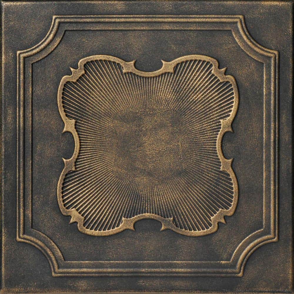 Coronado Black Brass 1.6 ft. x 1.6 ft. Decorative Foam Glue Up Ceiling Tile