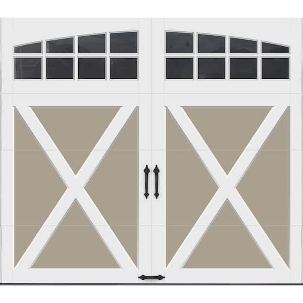 Clopay Coachman X Design 8 ft x 7 ft Insulated 18.4 R-Value  Sandtone Garage Door with Arch Windows
