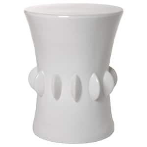 Jewel 22.5 in. H Glossy Glaze White Round Ceramic Garden Stool