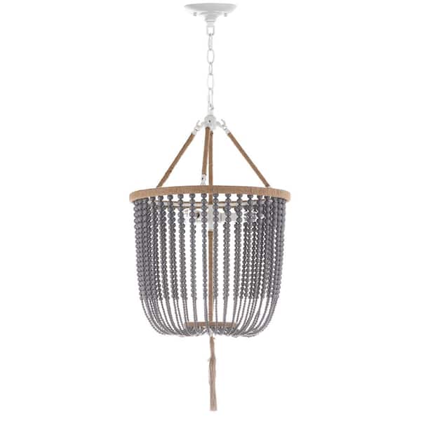 Angie 3-Light Gray Beaded Hanging Pendant Lighting