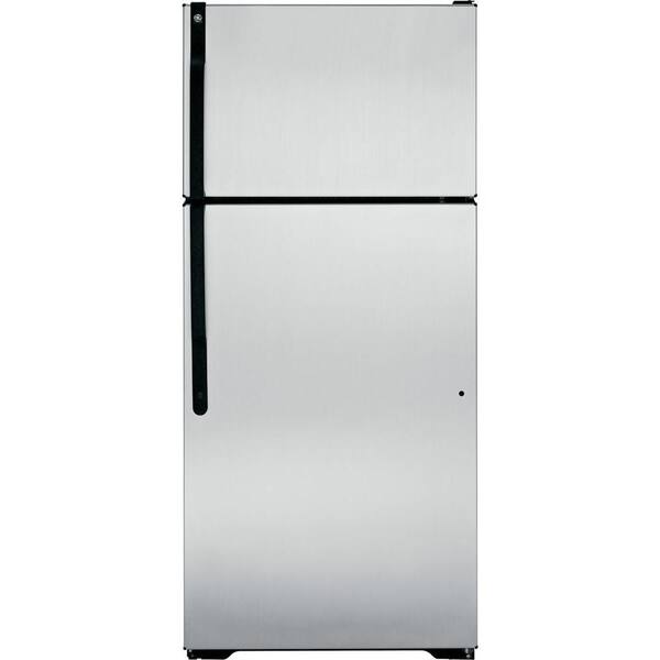 GE 28 in. W 16.5 cu. ft. Top Freezer Refrigerator in CleanSteel