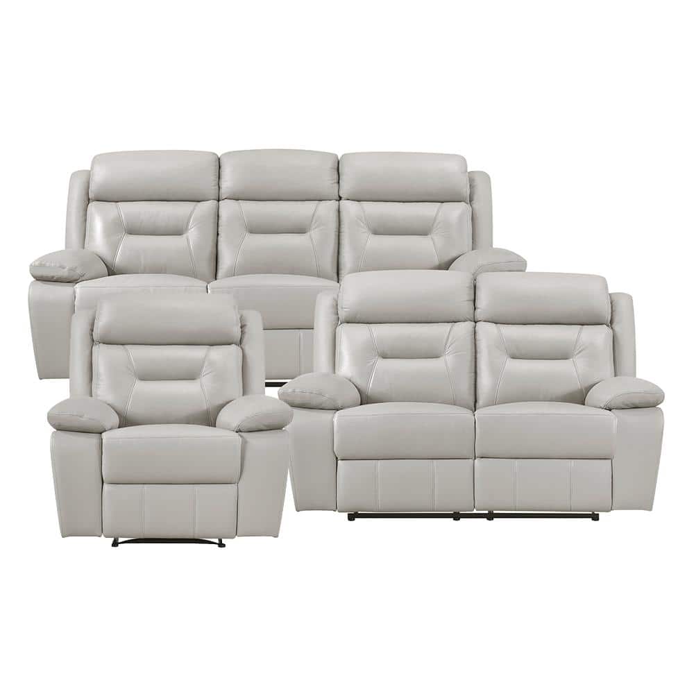 Emillia 87 in. W. Pillow Top Arm Leather Rectangle 3-Piece Manual Reclining