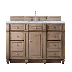 Bristol 60 in. W x 23.5 in. D x34 in. H Single Bath Vanity in Whitewashed Walnut with Marble Top in Carrara White
