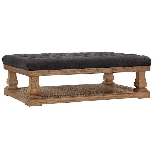 HomeSullivan Segovia 60 in. Dark Gray Large Rectangle Wood Coffee Table with Shelf