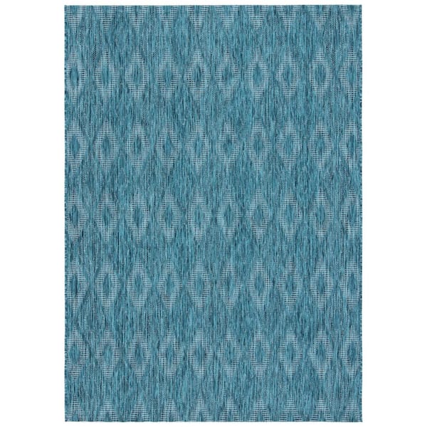 SAFAVIEH Courtyard Turquoise/Blue 2 ft. x 4 ft. Solid Color Diamond Indoor/Outdoor Area Rug