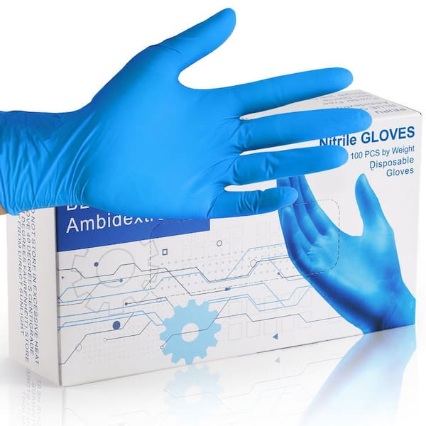 Augbeer Large Size Nitrile Disposable Gloves, Powder Free Latex