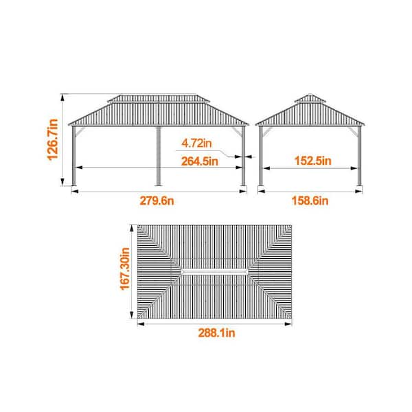 VEIKOUS 24 ft. W x 14 ft. D Hardtop Gazebo Aluminum Double