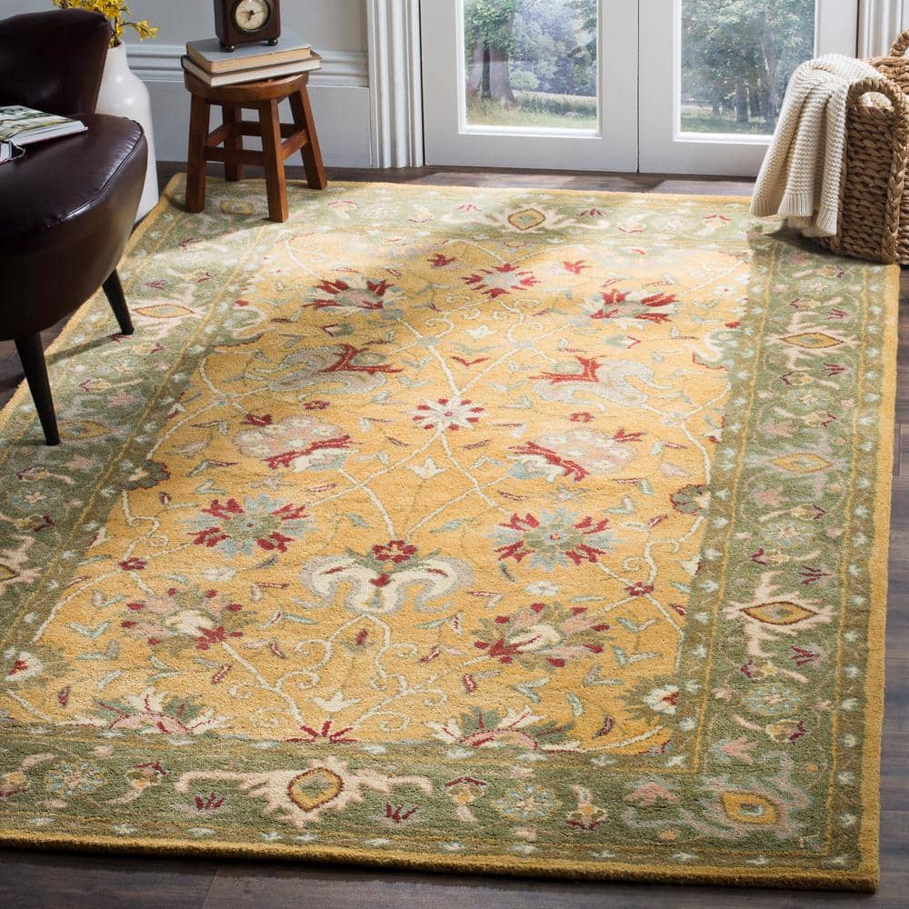 Elegant Gold Hand-Tufted Wool Area Rug - 8'3" x 11'