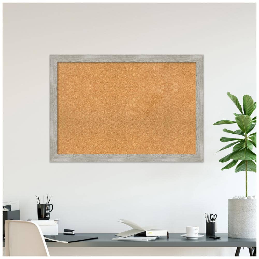 Dove Greywash Narrow Framed Natural Corkboard 43" x 31"