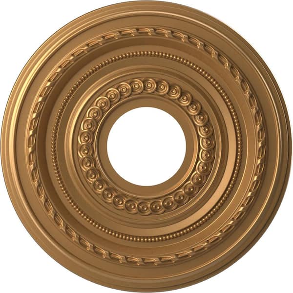 Ekena Millwork 13" O.D. x 3-1/2" I.D. x 3/4" P Cole Thermoformed PVC Ceiling Medallion (Fits Canopies up to 4-1/4") in Bright Coat Gold