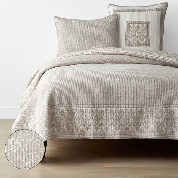 The Company Store Lydia Paisley Voile Beige King Cotton Quilt