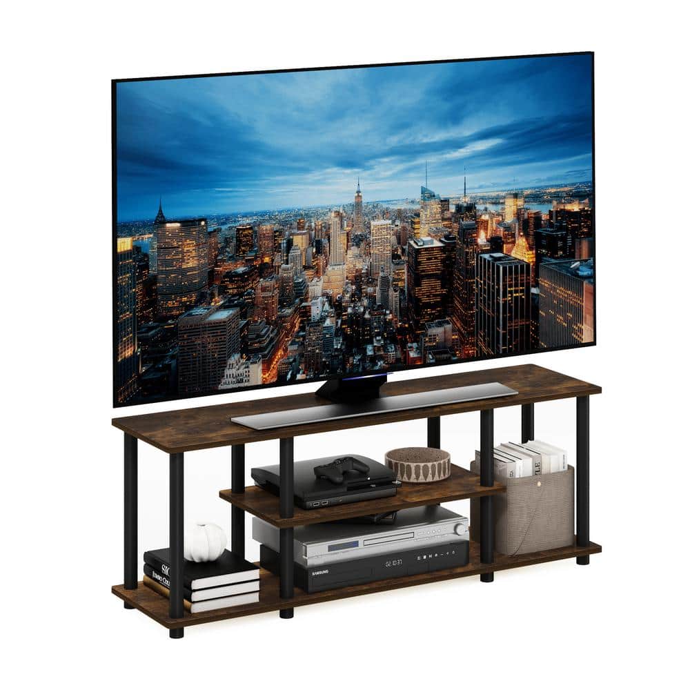 Amber Pine and Black 3-Tier TV Stand