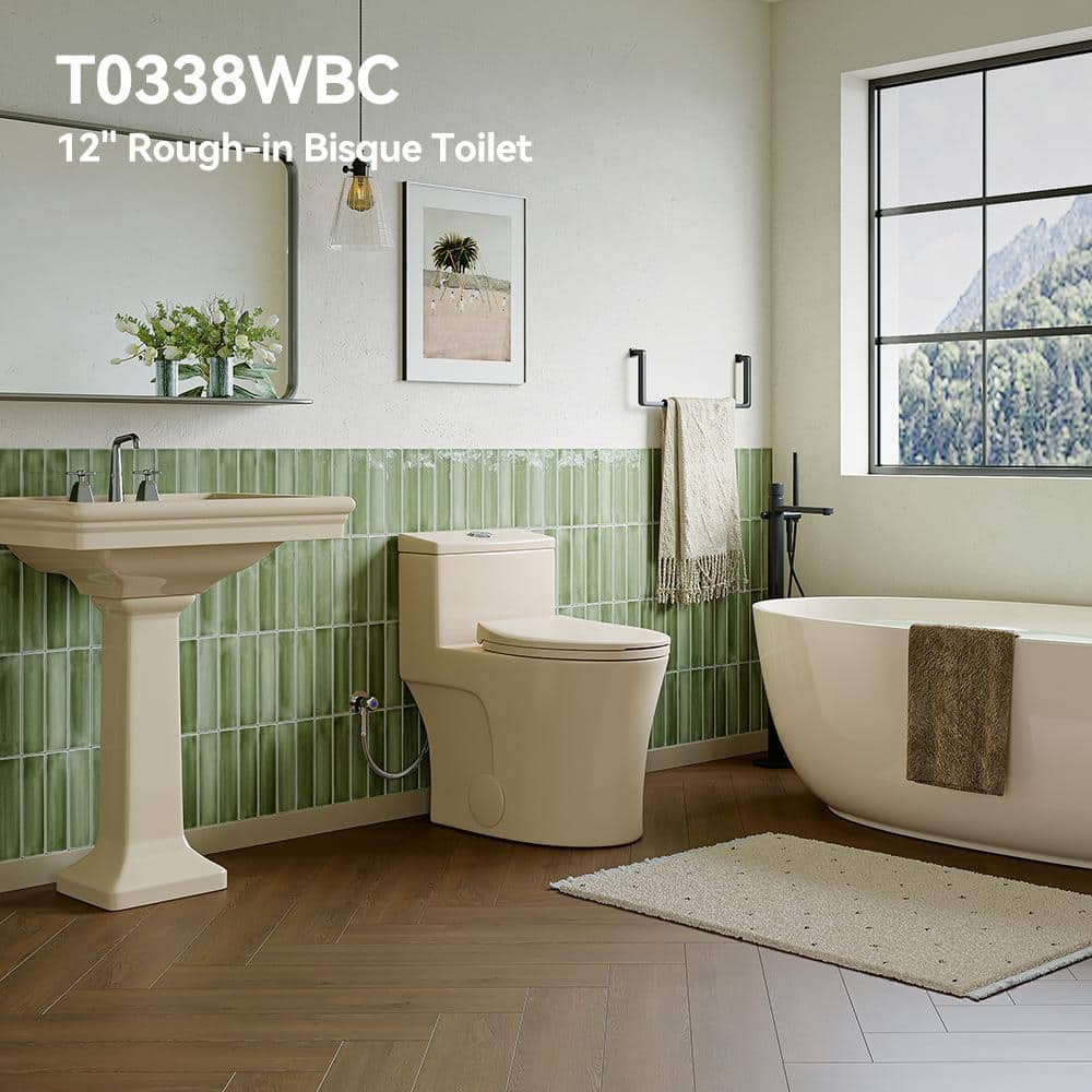 Bisque Elongated Dual Flush High Efficiency Toilet