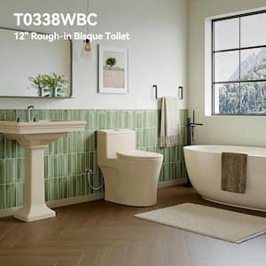 1-piece 0.8/1.28 GPF High Efficiency Dual Flush Elongated Toilet in Biscuit, Seat Included